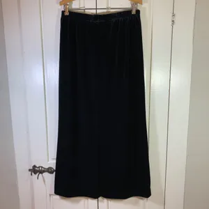 Hot Cotton Marc Ware Womens Velvet Maxi Skirt Black Elastic Waist Large USA Made thumbnail 2