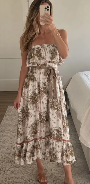 TIGERLILY Anthropologie Gwendolyn Strapless Maxi Dress Size 6 thumbnail 1