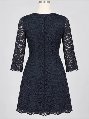 Tory Burch Bittersweet Navy Floral Lace Fit Flare Cocktail Dress 8 Dark Romance thumbnail 7
