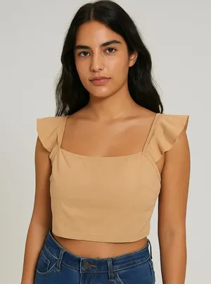 Free People Little Flirty Duo Crop Tan Size Medium thumbnail 1