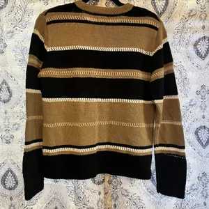 Christopher & Banks Tan And Black Stripe Button Front‎ Cardigan Size Small thumbnail 2