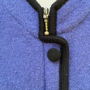 Icelandic Design Coat L Blue Boiled Wool Zip Button Trim Pocket Nordic Winter thumbnail 13