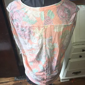 We the Free orange combo rose oversized v-neck top thumbnail 2