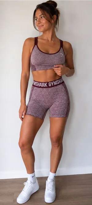Gymshark Seamless Marl High Waisted Compression Shorts Medium Burgundy Pink thumbnail 1