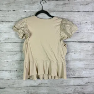 Express Embroidered Eyelet Flutter Sleeve Peplum Top Size Large thumbnail 3