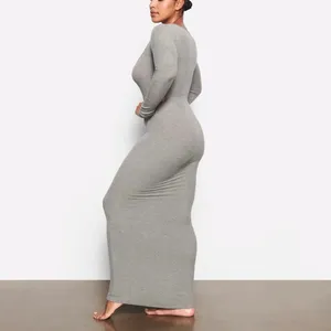Skims Soft Lounge Long Sleeve Dress Maxi Gray Size Small thumbnail 9