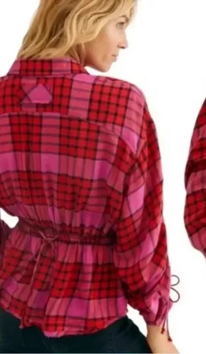 Free People pacific dawn red plaid button down shirt s thumbnail 1