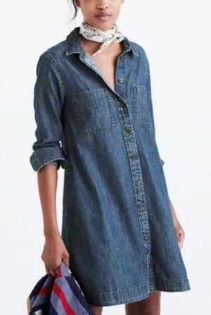 Madewell Women’s Blue Denim Long Sleeves Button-Down Dress thumbnail 1