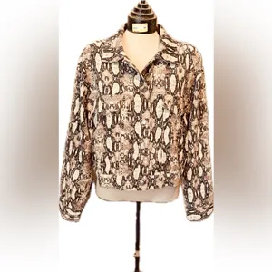 Cozy‎ Casual Snake Print Shacket Lightweight Button Up Jacket Women's Large L thumbnail 2