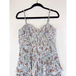 NWT Lulus Dress Blue Midi Floral Bustier Layered Underwired Slip Boho Medium thumbnail 7