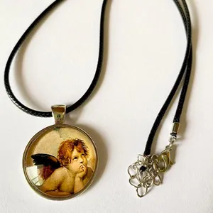 Handmade aesthetic Kawaii vintage goth angel/ cherub Unisex necklace👼 thumbnail 1