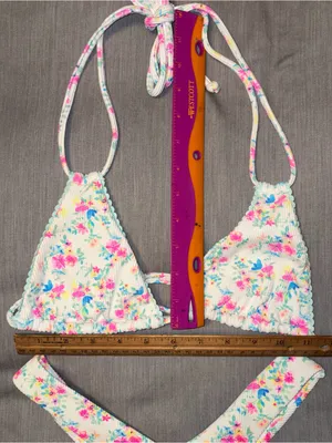 Kulani Kinis Bikini Set Medium Halter & Y Bottom, Forever Fairytale White Floral thumbnail 6