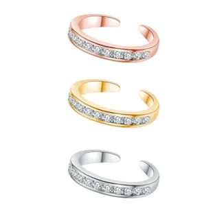 NEW White Gold Filled Adjustable Toe Pinky Midi Finger Simulated‎ Diamond Ring thumbnail 3