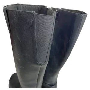 CLARKS Royal Derby Black Leather Boots Low Heal Tall Riding Womens Size 7.5 thumbnail 2