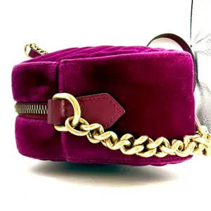 Gucci GG Velvet Marmont Camera Bag, Fuchsia thumbnail 5