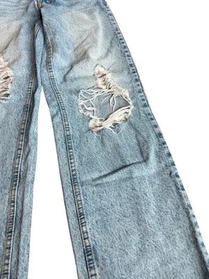 Revice High Waisted Straight Leg Jeans Distressed Light Wash Denim Size 25 Women thumbnail 5