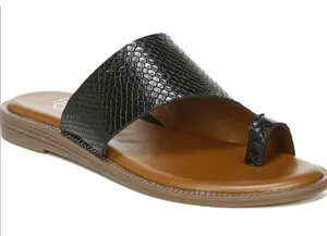Franco Sarto Black Upper Leather Sandals Snakeskin Embossed Size 7 thumbnail 1