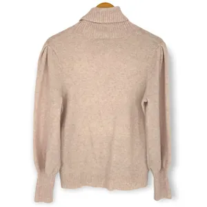 J.Crew M Heathered Pink Extra-Soft Yarn Puff-Sleeve Turtleneck Sweater Knit Top thumbnail 5