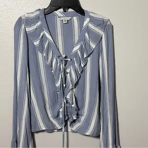 American Eagle Women Blue stripes blouse Long Sleeve size XS‎ thumbnail 2