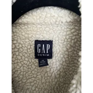 GAP Patch Pocket Sherpa Denim Jacket Chore Coat Barn Style Xs Petite Oversized thumbnail 2
