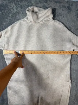 MOTH Anthropologie Chunky Knit Turtleneck Sweater Dress Side Slit Wool Blend Sm thumbnail 6