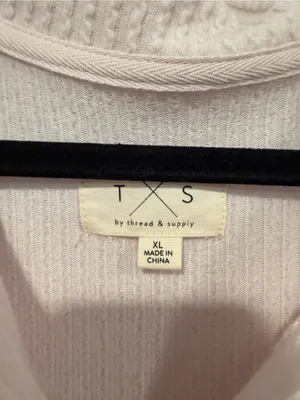 Thread & Supply Blush Pink Waffle Knit Collared Peplum Sweatshirt Size XL thumbnail 2