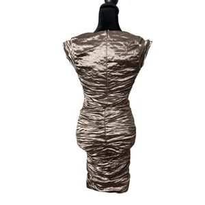 Nicole Miller Ruched Crinkle Metallic Bodycon Dress Size 2 y2k Cocktail‎ Party thumbnail 2