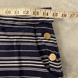 Loft Size 4 Navy Blue White Sailor Stripe Gold Button Cotton Stretch Mini Skirt thumbnail 7