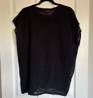 Women's Rag and Bone Oversized Sheer Shirt Black Navy Blue Size Medium thumbnail 1