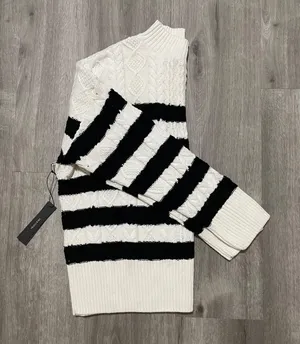 Tahari Black And White Stripes Sweater. thumbnail 6