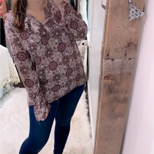 Loft floral paisley ruffle top size medium thumbnail 2
