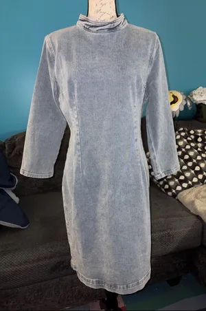 NWT Stylewe Women's Washed Denim-Look Midi Dress, Large thumbnail 1