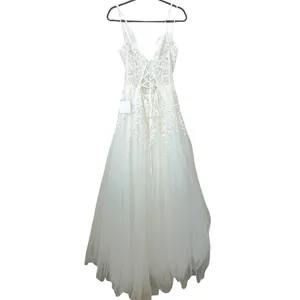 NEW Lulus Luxe Bridal Glorious Luxury Sheer Tulle Embroidered Wedding Maxi Dress thumbnail 7