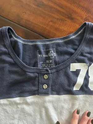 Free People Two-Tone Navy and White Baseball Tee thumbnail 2