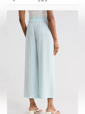 NWT Theory Pants Women's Size 6 Pull On Crepe Soft Pastel Blue Flowy thumbnail 2