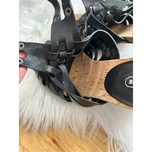 COACH ADRIENN STRAPPY LEATHER SANDAL SHOE BLACK size 10 thumbnail 5