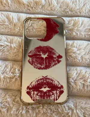 Red Lip Print Mirror Phone Case - iPhone 14 Pro Max thumbnail 1