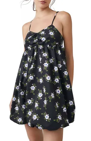 Free People in A Bubble Mini Dress in Black Floral size S thumbnail 1