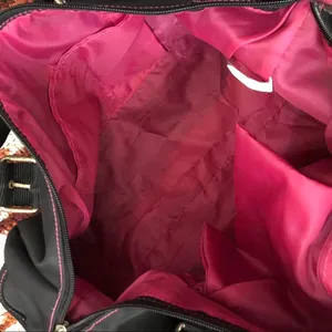 Y2K Gothic Grunge Black Pink Carryon Duffle Hand Bag Purse Work Gym School Buckles Grommets thumbnail 3