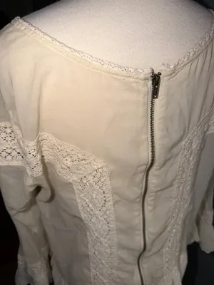 Free People 100% Cotton Cream Lace-Trim Bohemian Tunic thumbnail 7