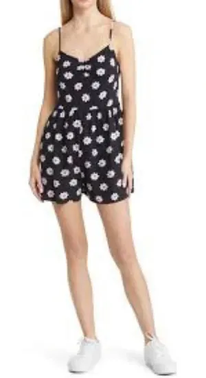 NWT BP Floral Romper Black Pink Daisy Mini Size XS Sleeveless Retro Festival thumbnail 1