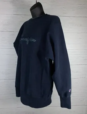Vintage Champion Reverse Weave Sweatshirt Crewneck Large Blue Embroidered Women thumbnail 2