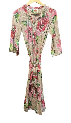 Farm Rio Floral Ruffle Beaded Tassels Belt‎ Slip-On Dress Size XS thumbnail 1