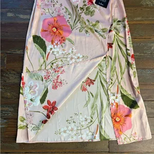 NWT Lulus Remarkable Entrance Pink Floral Print Satin Midi Dress ~ Size M 🧡🍄 thumbnail 9