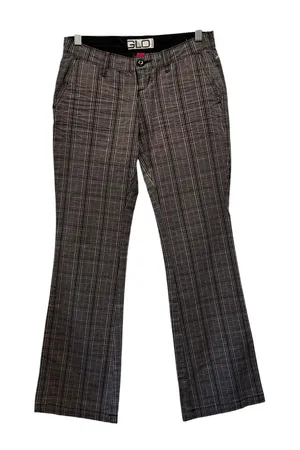 Y2K GLO Jeans Women's Size 1 Plaid Bootcut‎ low rise Trousers Black Gray Preppy thumbnail 1
