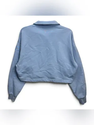 Alo Yoga Blue Cropped Polo Sweatshirt Women’s M/L Oversized Long Sleeve thumbnail 4