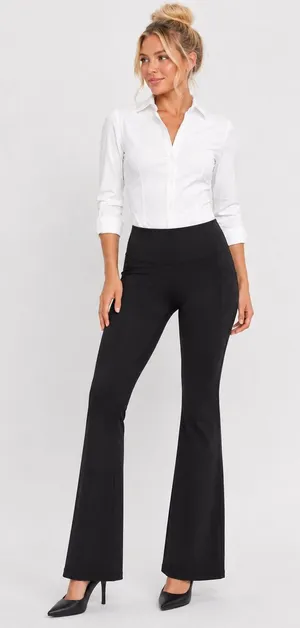 Women’s Black Stretch Dress Pants-w/Flared Leg-Small thumbnail 1