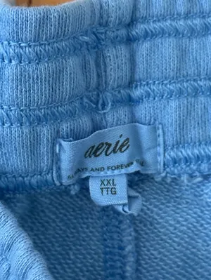 Aerie Fleece Of Mind High Waisted Blue Shorts thumbnail 4