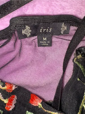 iris Black Maxi Dress with Purple Overlay and Multicolor Floral Embroidery thumbnail 2