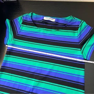 ✨ Amanda Uprichard Women’s Purple‎ Green Black Striped Shirt Dress P thumbnail 8